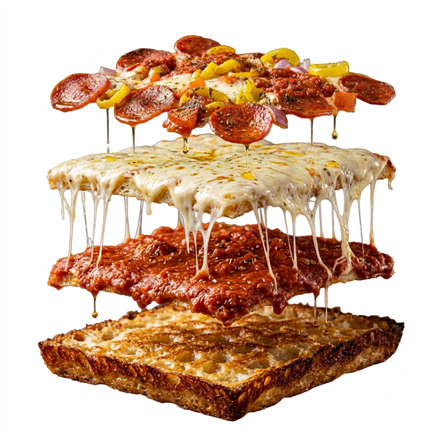 Isolated exploded pizza